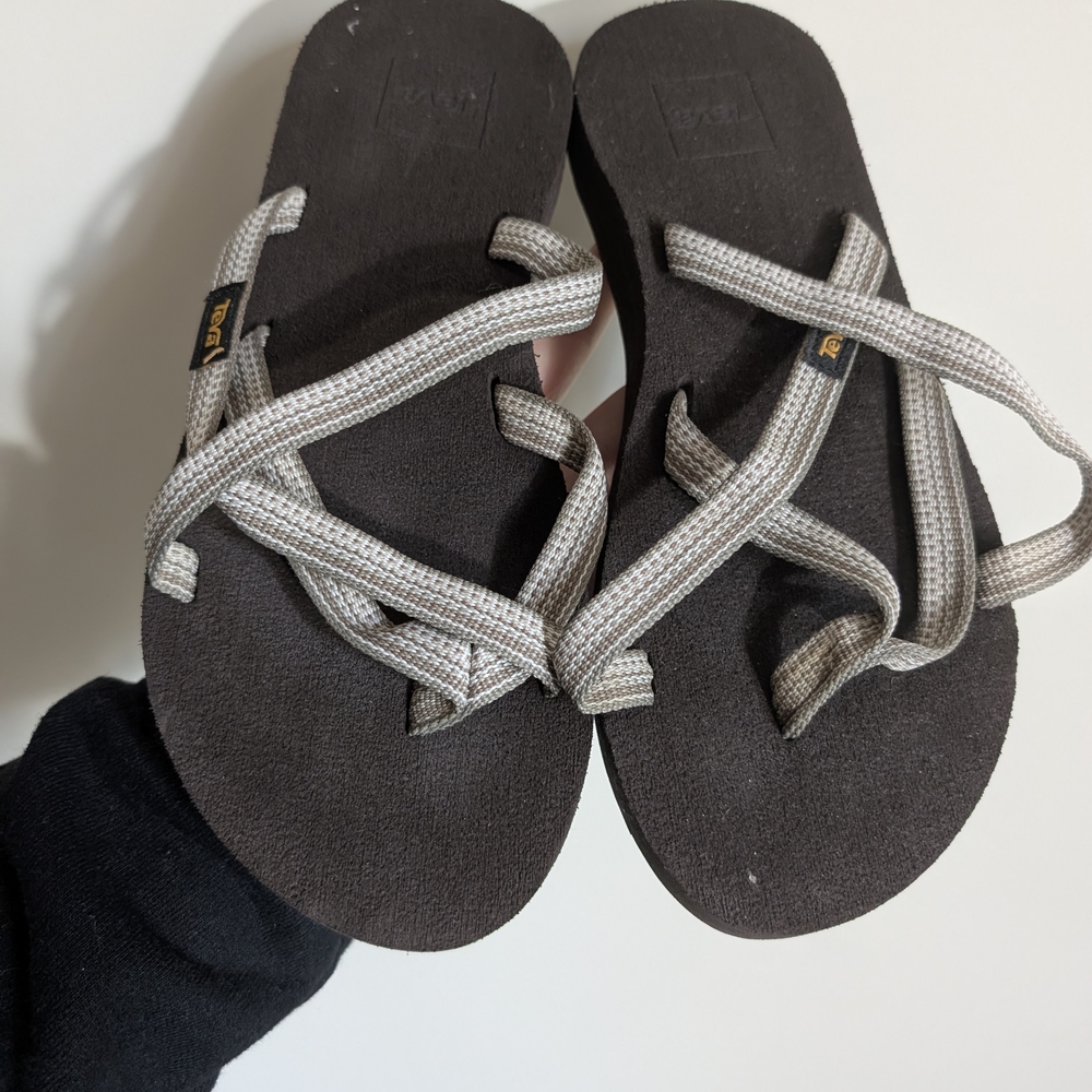 Teva Dark Brown Sandals with Light Striped Straps